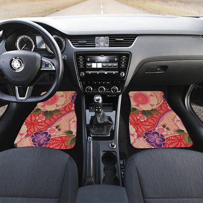 Cherry Blossom Kimono Pattern Print Front Car Floor Mats