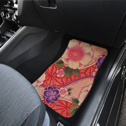 Cherry Blossom Kimono Pattern Print Front Car Floor Mats
