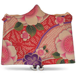 Cherry Blossom Kimono Pattern Print Hooded Blanket
