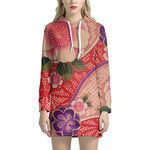 Cherry Blossom Kimono Pattern Print Hoodie Dress
