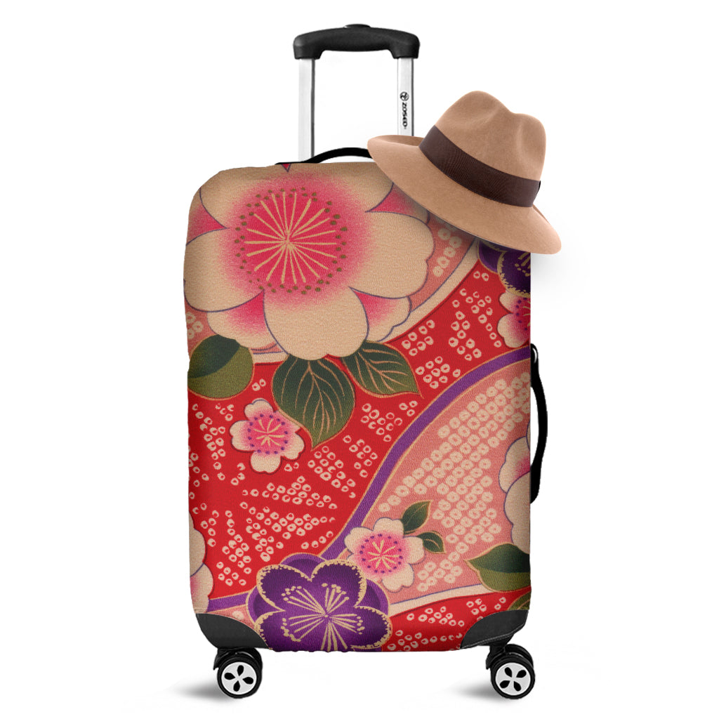 Cherry Blossom Kimono Pattern Print Luggage Cover