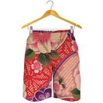 Cherry Blossom Kimono Pattern Print Men's Shorts