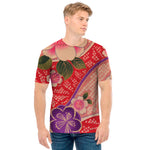 Cherry Blossom Kimono Pattern Print Men's T-Shirt