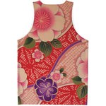 Cherry Blossom Kimono Pattern Print Men's Tank Top