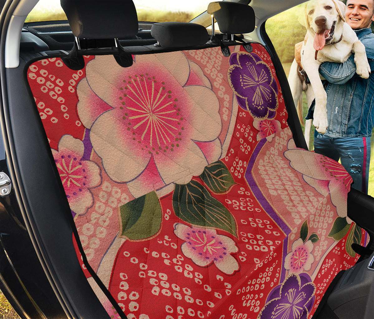 Cherry Blossom Kimono Pattern Print Pet Car Back Seat Cover