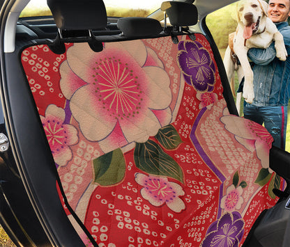 Cherry Blossom Kimono Pattern Print Pet Car Back Seat Cover