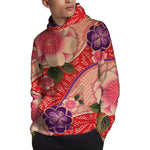 Cherry Blossom Kimono Pattern Print Pullover Hoodie