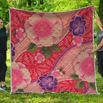 Cherry Blossom Kimono Pattern Print Quilt
