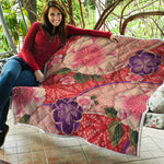 Cherry Blossom Kimono Pattern Print Quilt