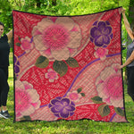 Cherry Blossom Kimono Pattern Print Quilt