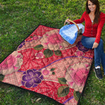 Cherry Blossom Kimono Pattern Print Quilt