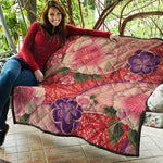 Cherry Blossom Kimono Pattern Print Quilt