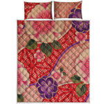 Cherry Blossom Kimono Pattern Print Quilt Bed Set