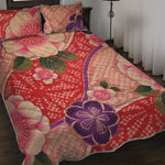 Cherry Blossom Kimono Pattern Print Quilt Bed Set