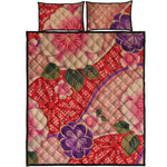 Cherry Blossom Kimono Pattern Print Quilt Bed Set