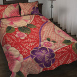 Cherry Blossom Kimono Pattern Print Quilt Bed Set