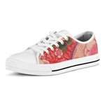 Cherry Blossom Kimono Pattern Print White Low Top Shoes