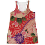 Cherry Blossom Kimono Pattern Print Women's Racerback Tank Top