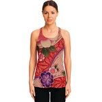 Cherry Blossom Kimono Pattern Print Women's Racerback Tank Top