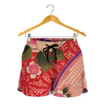 Cherry Blossom Kimono Pattern Print Women's Shorts