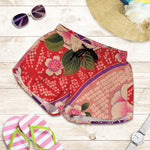 Cherry Blossom Kimono Pattern Print Women's Shorts