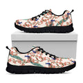 Cherry Blossom Peacock Print Black Running Shoes