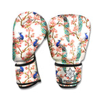 Cherry Blossom Peacock Print Boxing Gloves