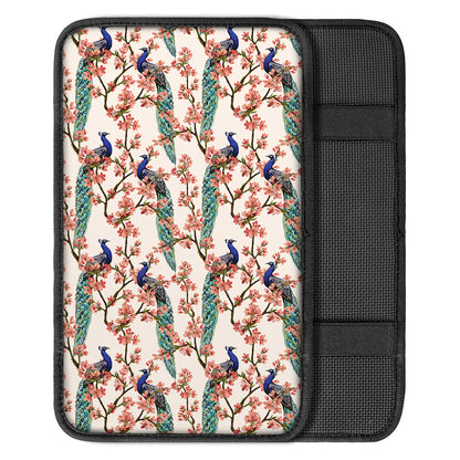 Cherry Blossom Peacock Print Car Center Console Cover