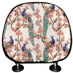 Cherry Blossom Peacock Print Car Headrest Covers