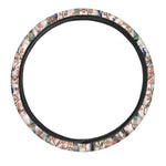 Cherry Blossom Peacock Print Car Steering Wheel Cover