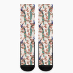 Cherry Blossom Peacock Print Crew Socks