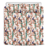 Cherry Blossom Peacock Print Duvet Cover Bedding Set