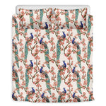 Cherry Blossom Peacock Print Duvet Cover Bedding Set