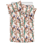 Cherry Blossom Peacock Print Duvet Cover Bedding Set
