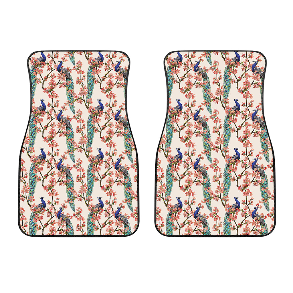 Cherry Blossom Peacock Print Front Car Floor Mats