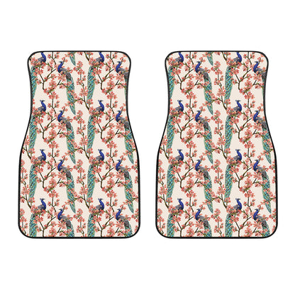 Cherry Blossom Peacock Print Front Car Floor Mats