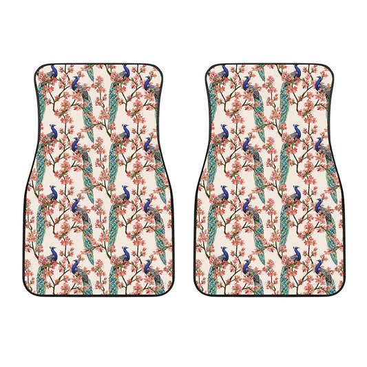 Cherry Blossom Peacock Print Front Car Floor Mats