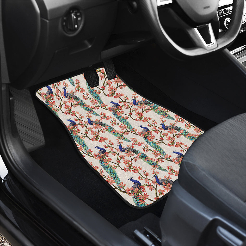 Cherry Blossom Peacock Print Front Car Floor Mats