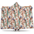 Cherry Blossom Peacock Print Hooded Blanket