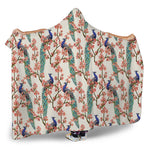 Cherry Blossom Peacock Print Hooded Blanket