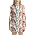 Cherry Blossom Peacock Print Pullover Hoodie Dress