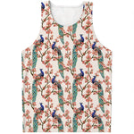 Cherry Blossom Peacock Print Men's Tank Top
