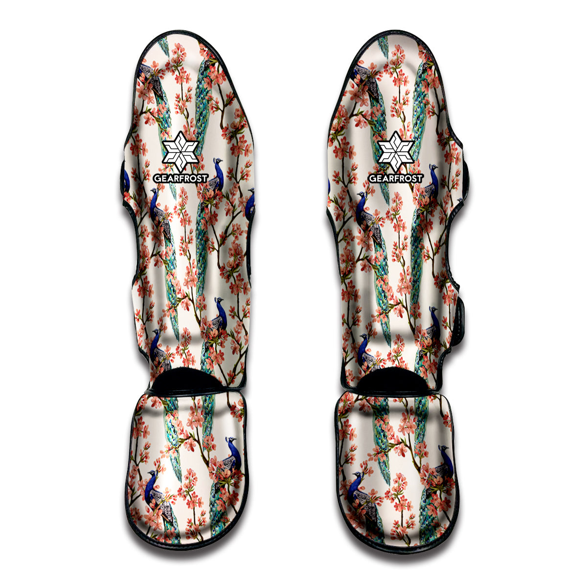 Cherry Blossom Peacock Print Muay Thai Shin Guard