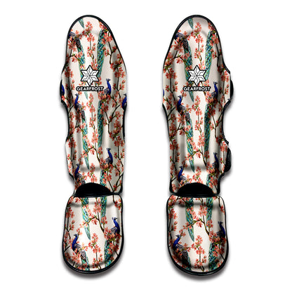 Cherry Blossom Peacock Print Muay Thai Shin Guard