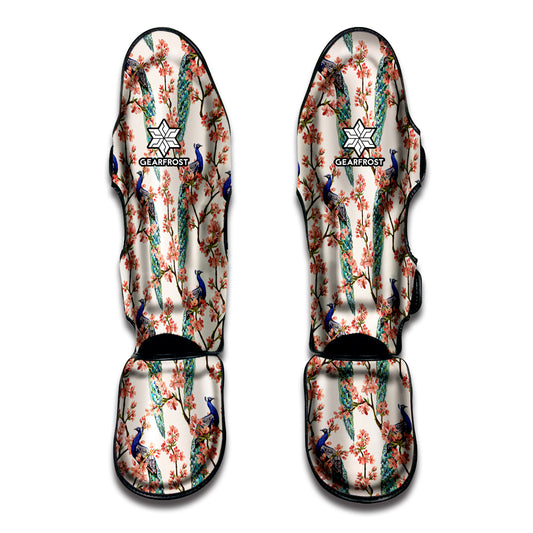Cherry Blossom Peacock Print Muay Thai Shin Guard