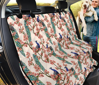 Cherry Blossom Peacock Print Pet Car Back Seat Cover