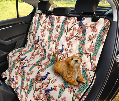 Cherry Blossom Peacock Print Pet Car Back Seat Cover