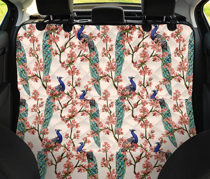 Cherry Blossom Peacock Print Pet Car Back Seat Cover