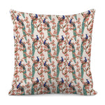 Cherry Blossom Peacock Print Pillow Cover