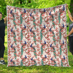 Cherry Blossom Peacock Print Quilt